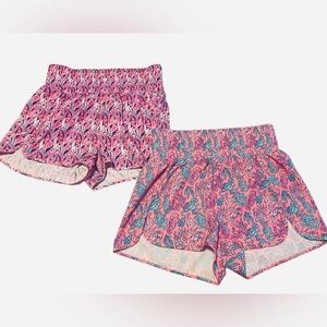 Simply Southern Women Shorts Pink Seahorse & Paisley High Waist Sz Medium 2 Pair